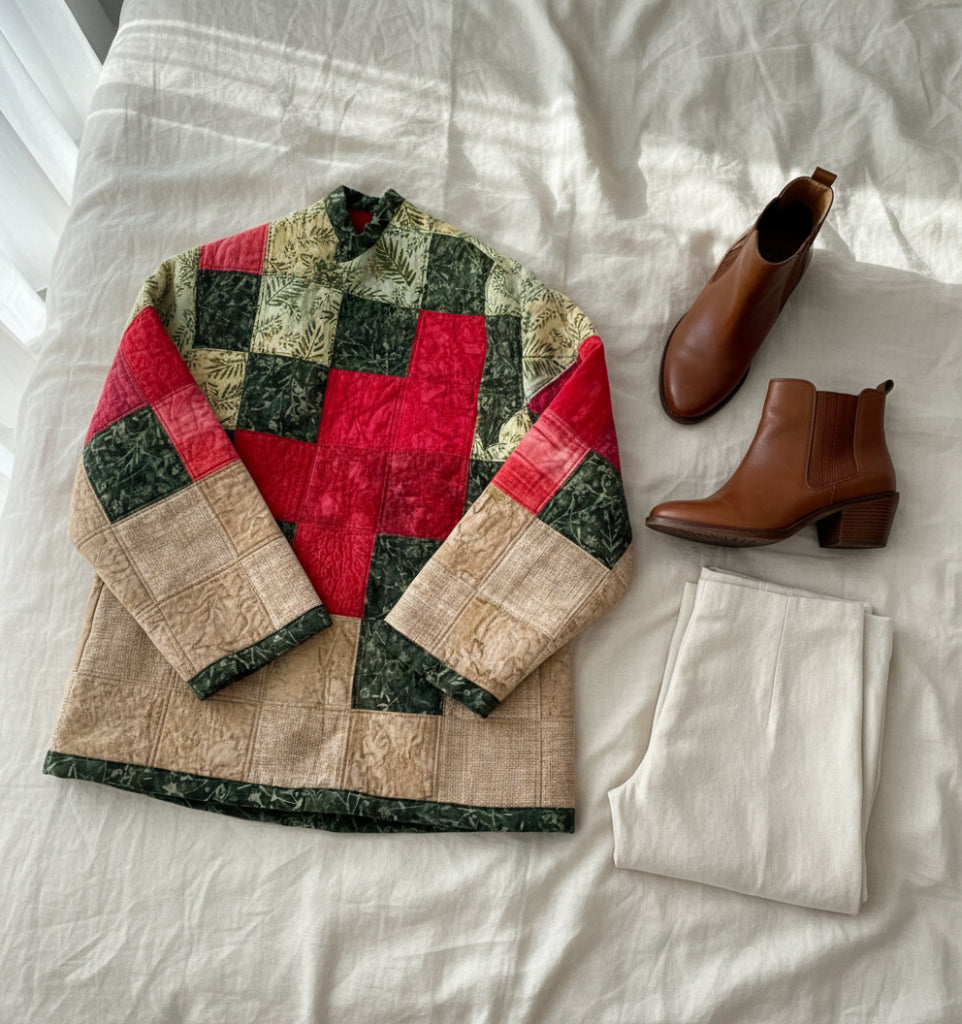 Cotton jacket hand-made quilted